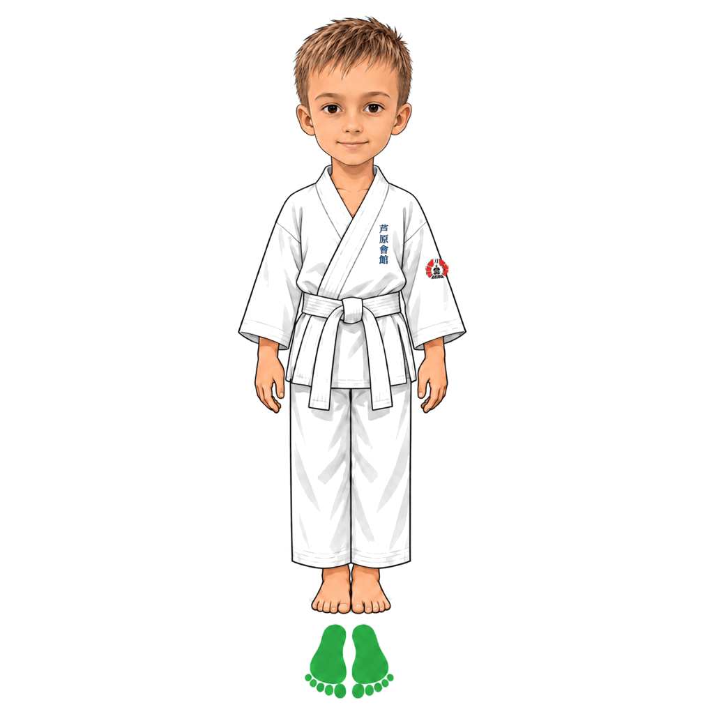 Šimon z SK Katana ukazuje postoj Heisoku-dachi