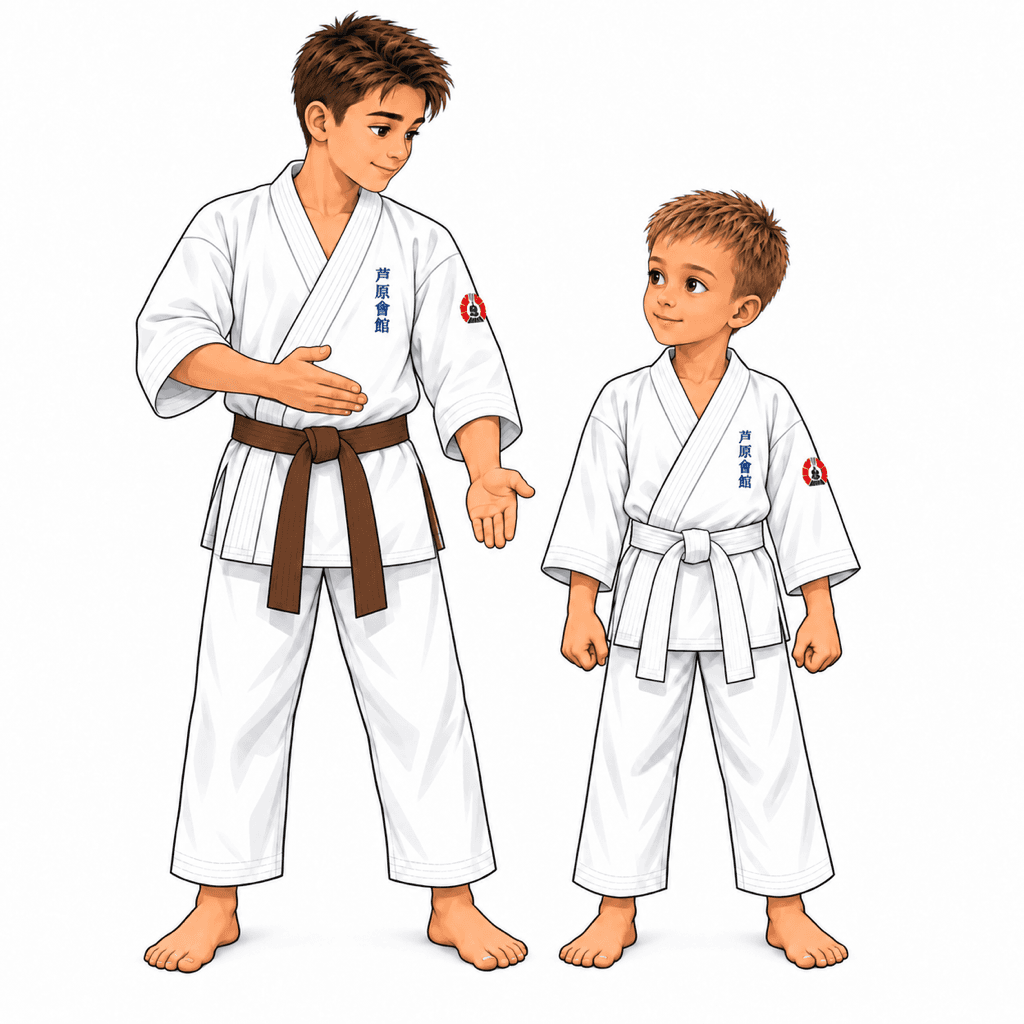 Šimon z SK Katana ukazuje Senpai. Služebně starší cvičenec, pomocný instruktor nebo zkušenější kolega v dojo.