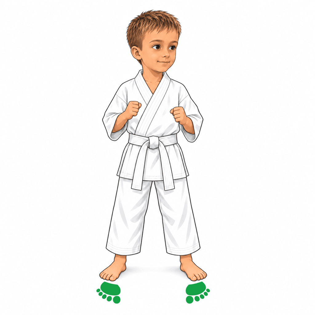 Šimon z SK Katana ukazuje postoj Soto-hachiji-dachi