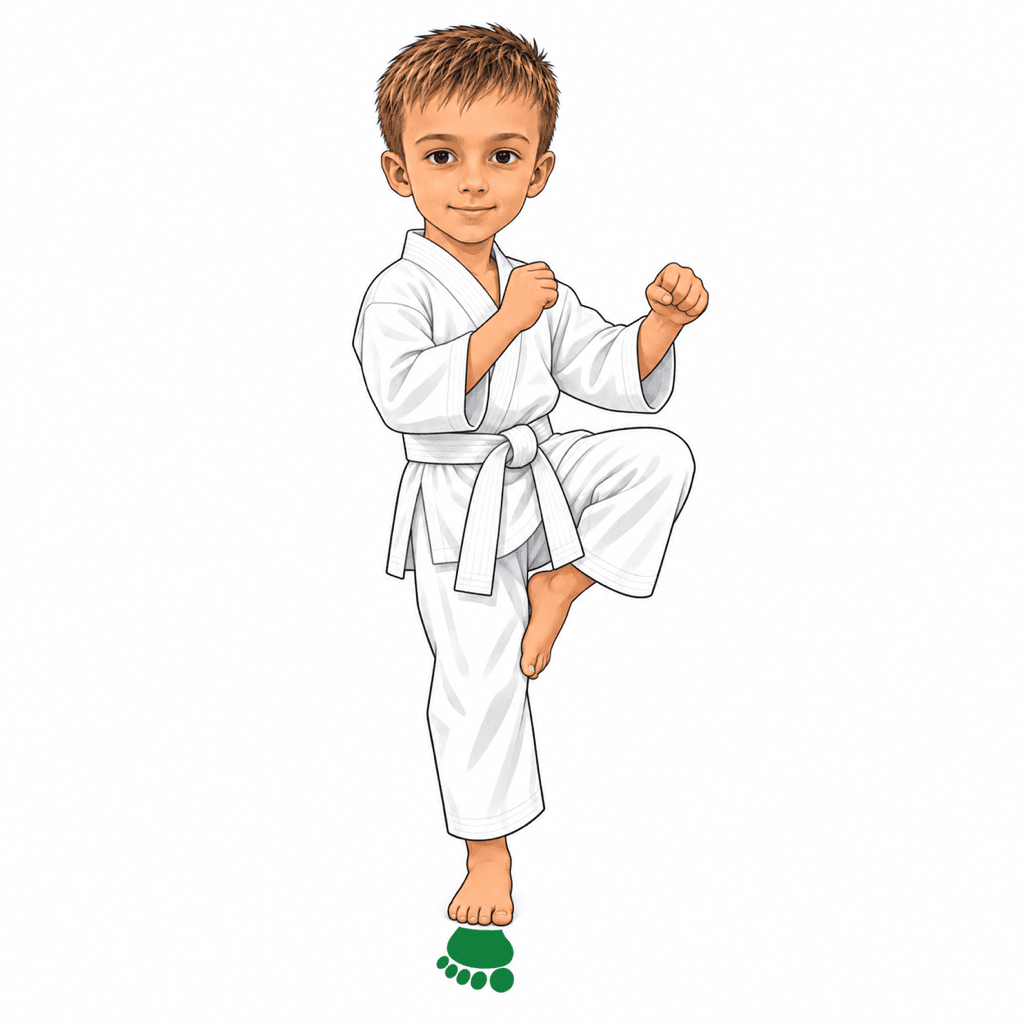 Šimon z SK Katana ukazuje postoj Tsuru-ashi-dachi